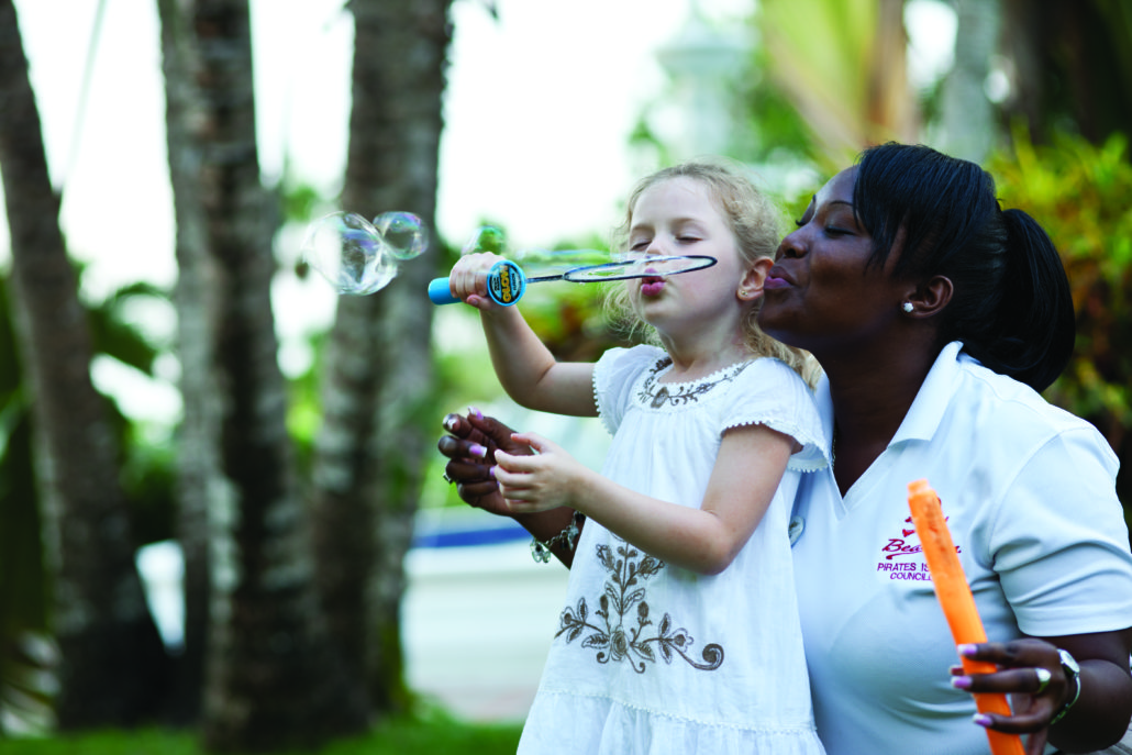Kids play with bubbles at Beaches Resorts