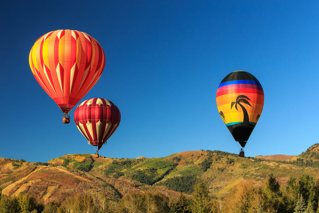 Hot Air Balloon Festival in Park City Utah in the fall