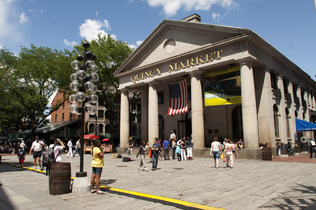 Boston Massachusetts, the Fanuel Hall, Quincy Market, North and South Market section,