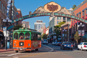 Old Trolley Tour in Historic District of San Diego, California