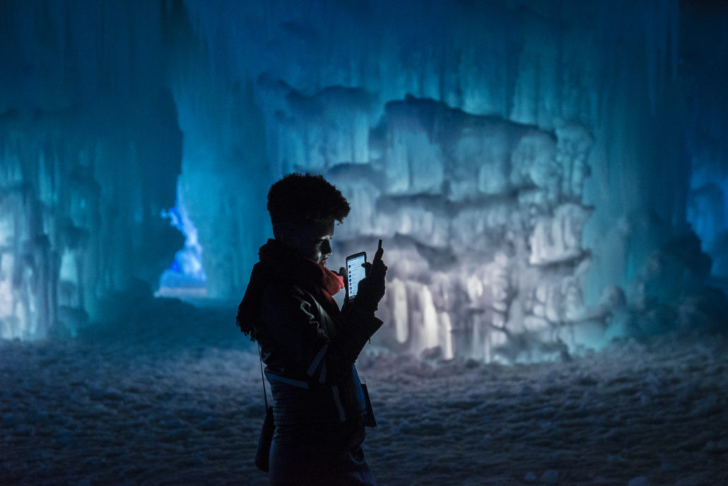 Ice Castles guest taking photos