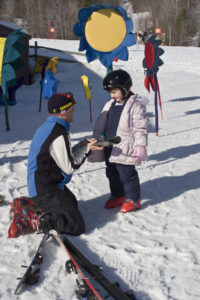 Mary Rogers, first ski day, Jan 14, 06, Gunstock, Jeffery Thibault instructor