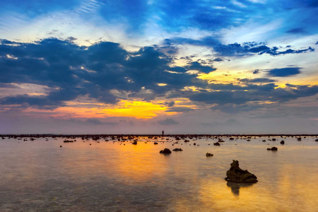 sunset over the ocean on Gili Trawangan Island, Indonesia