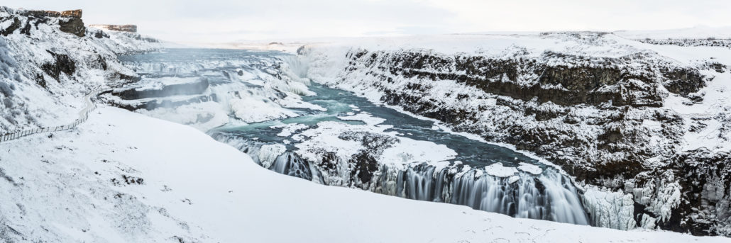 Gullfoss waterfalls in Winter