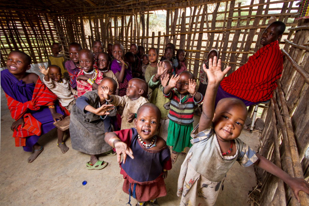 singing with school kids in African village