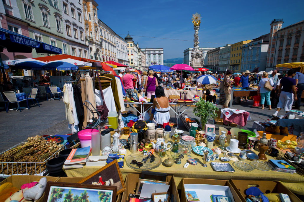 Linz, Austria, old town, flea market