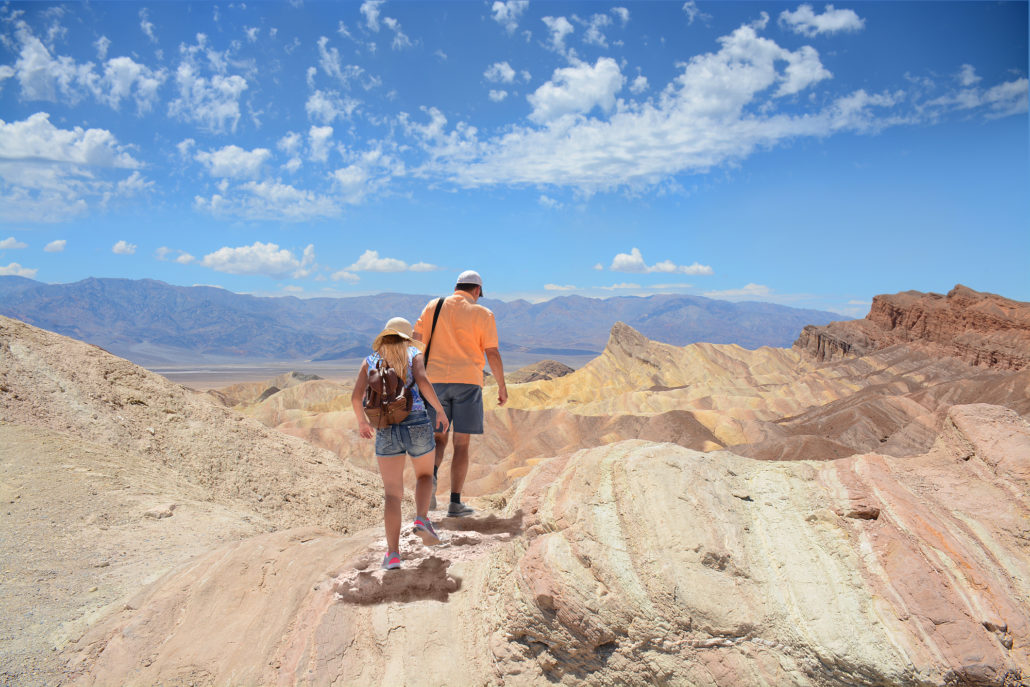 Father and daughter hiking in Death Valley National Park, California