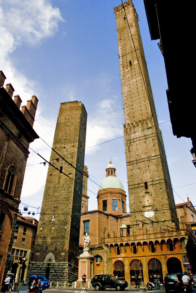 Asinella and Garisenda towers, Bologna's leaning towers