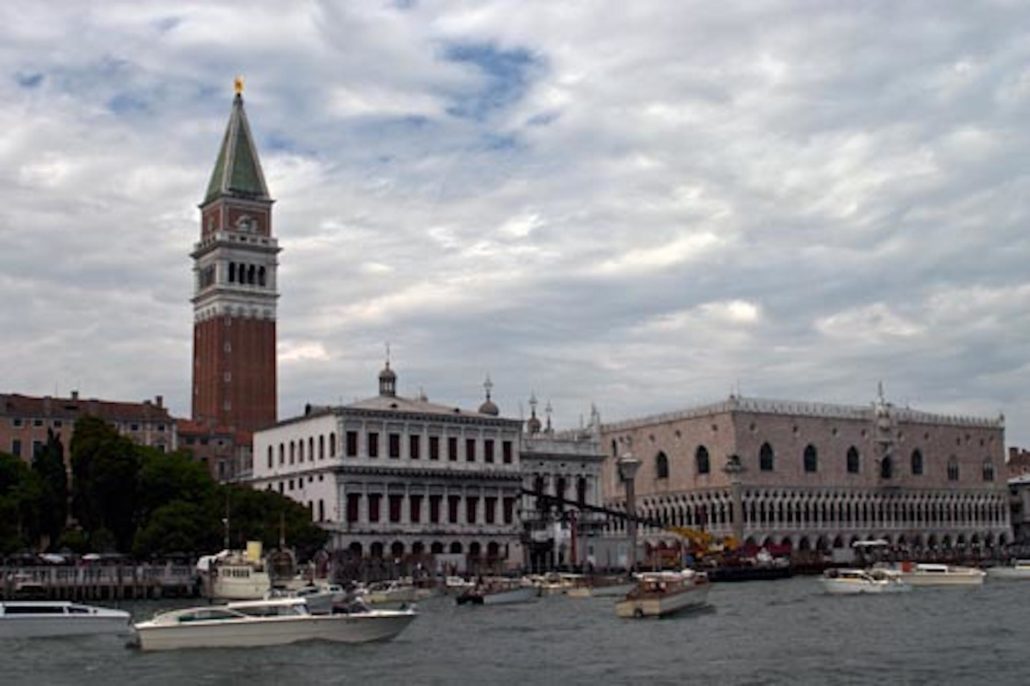 Doge's Palace and tower of St Mark's Basilica from Santa maria Salute Venice