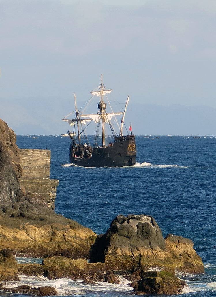 Portugal; Madeira; Funchal; harbor; replica of the Columbus ship Santa Maria under sail