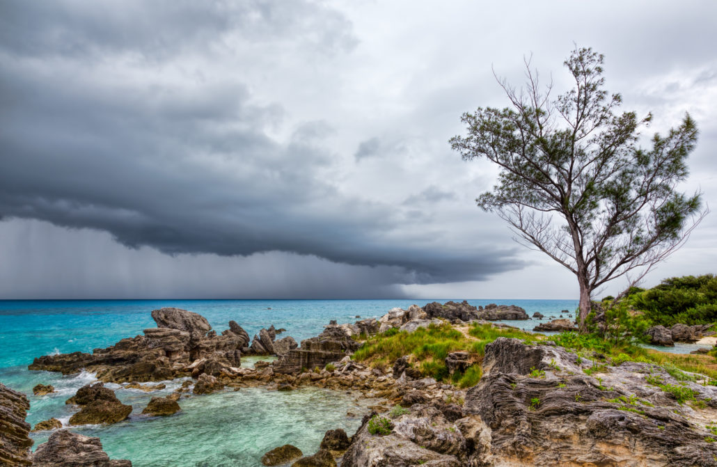 Thunderstorm at Tobacco Bay Beach in St. George`s Bermuda