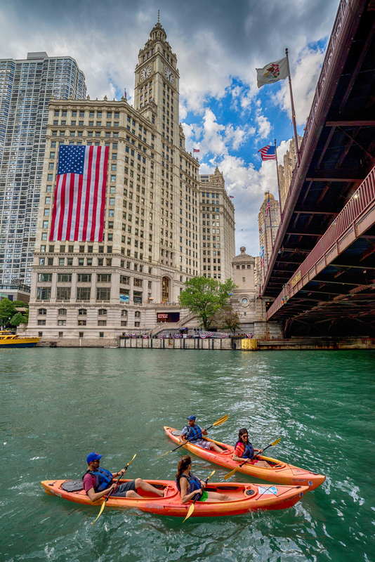 Summer kayakers Chicago