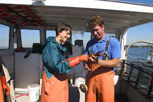 Portland Harbor, lobstering, lobsters, measuring, Lucky Catch Boat Tours, lobster, measuring,