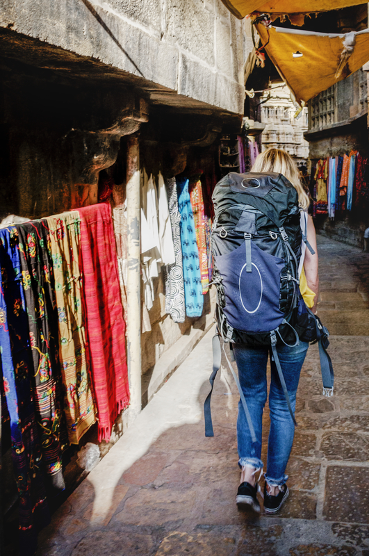 Traveler Backpacking Through India