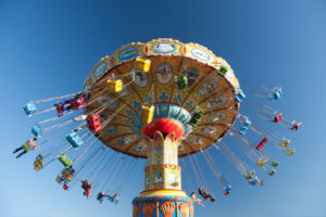 Swing rides at the amusement park